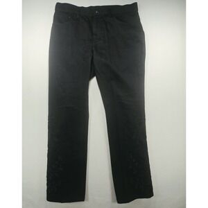 Lauren Ralph Lauren Black Embroidered Beaded Denim Jeans Size 12 RN 41381